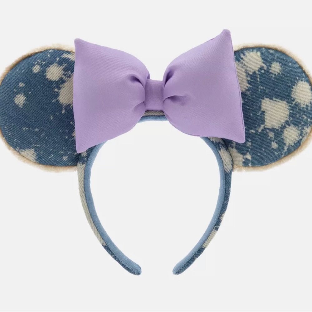 - Disneys‎ Minnie Mouse Bow Ears Headband Denim Ears with Lavender bow